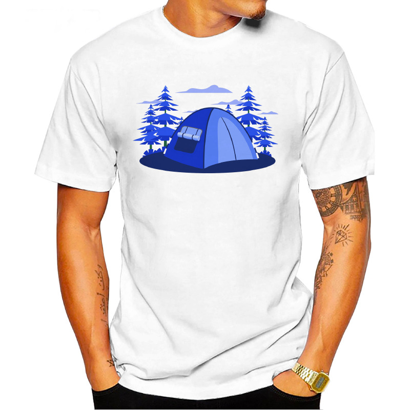 UTSQ0015906, ORGANİKSE, Blue Camping, Baskılı Unisex Tişört