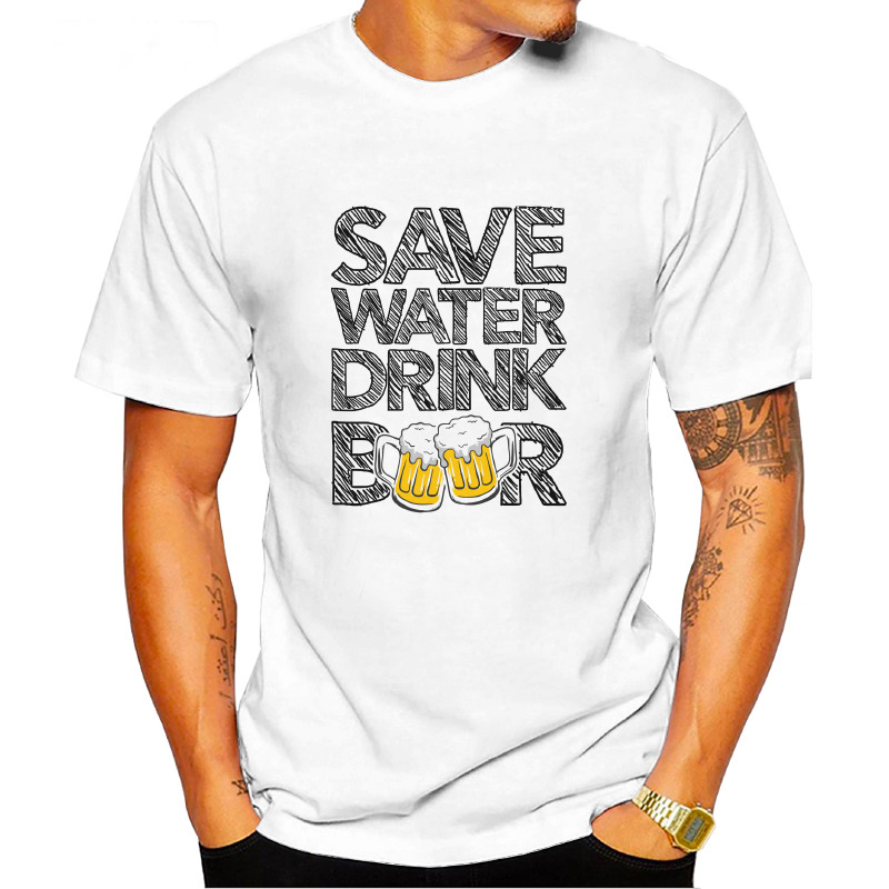 UTSD0044906, SCUBAPROMO, Save Water Drink Beer, Baskılı Unisex Tişört