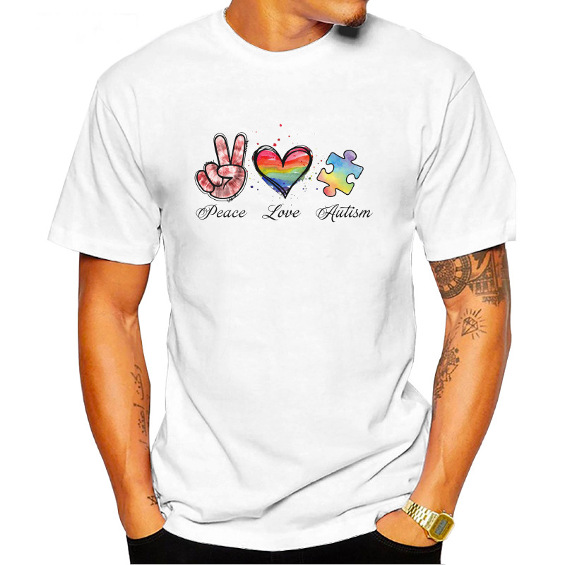 UTSY0075606, Scubapromo, Peace Love Autism Uc, Baskılı Unisex Tişört
