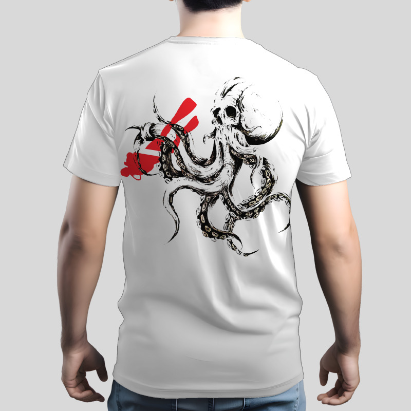 UTAA0003406, SCUBAPROMO, Octopus Diver Sirt, Baskılı Sırt Baskılı Unisex Tişört