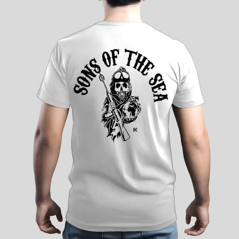 UTAA0005206, SCUBAPROMO, Sons Of The Sea Sirt, Baskılı Sırt Baskılı Unisex Tişört