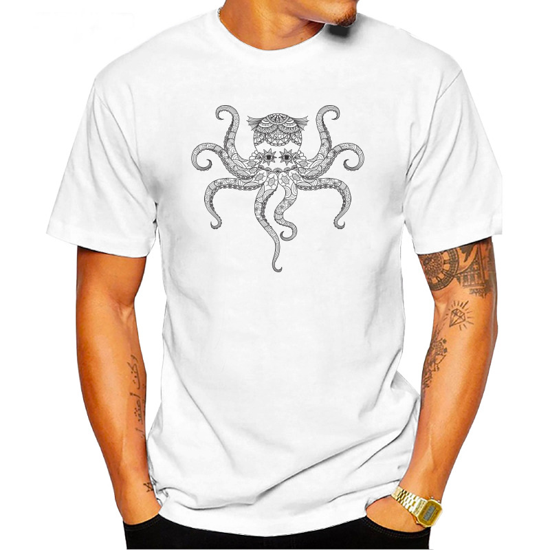UTSD0036306, SCUBAPROMO, Octopus Karakalem, Baskılı Unisex Tişört