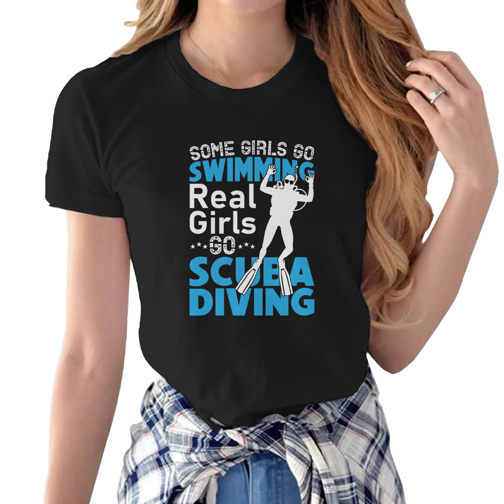 KTSD0037101, SCUBAPROMO, Real Girls Scuba Diving, Baskılı Kadın Tişört