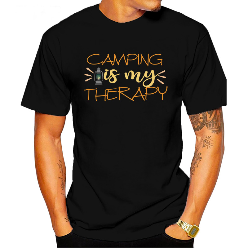 UTSQ0012501, ORGANİCSE, Camping Is My Therapy, Baskılı Unisex Tişört